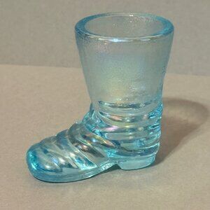 Carnival Glass Fenton Blue Boot Shoe Heel Slipper Figurine Boyds Westmoreland US
